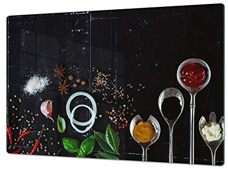 Huge Tempered Glass COOKTOP Cover – Glass Cutting Board and Worktop Saver – Single: 80 x 52 cm (31,5” x 20,47”); Double: 40 x 52 cm (15,75” x 20,47”); A Spice Series DD03A