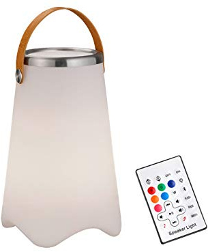 meineWunschleuchte Akku Lampe mit RGBW, Höhe 38cm, Partylicht | Lautsprecher, Weinkühler, 3in1 LED Tischlampe mit Bluetooth Lautsprecher, Farbwechsel & Fernbedienung Indoor & Outdoor IP44