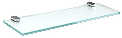 bijon Glasregal Glasablage Wandregal Glas Bad-Regal Glas Badezimmer Regal | Badablage Ablageregal - 8mm Hartglas, 60 x 12 cm, Milchglas + Halterung H - Edelstahl Optik