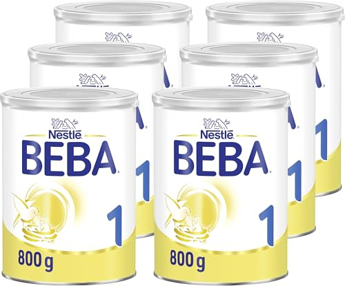 BEBA 1 - Anfangsmilch von Geburt an, Nur Laktose, Ohne Palmöl, Ohne Fischöl, Babynahrung, Baby-Milchpulver, 6er Pack (6 x 800g)