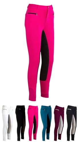 RL24 - Kinder-Reithose Flex Basicline – viele Farben & Größen | Reiterhose für Mädchen & Jungen – 3/4 Besatz aus Wildlederimitat – atmungsaktiv & elastisch – Reitleggings
