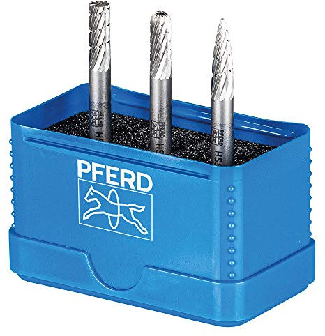 PFERD HSS-Frässtift Set, 3-tlg. | Zahnung 3, Ø 6mm, Schaft-ø 6mm | 22900810 – universell für Stahl, Stahlguss und Gusseisen