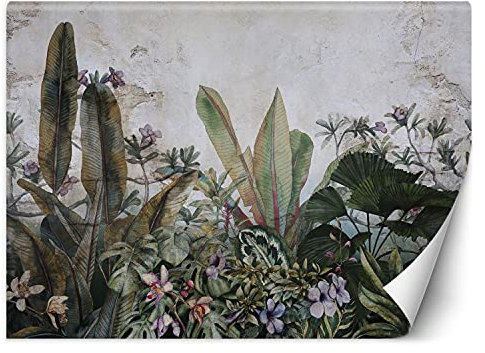 Feeby Photo Murale Intisse Botanique Tropical Exotique 350x245 cm vert Déco Murale Tableaux Muraux À La Maison Chambre à Coucher, Salon, Chambre D'amis Nature Fleurs Feuilles