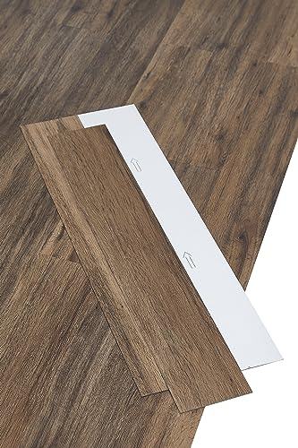 misento Vinylboden selbstklebend in Holzoptik – 32 Klebefliesen (4,46 m²) – Wasserabweisender PVC Bodenbelag – 1,5 mm Stärke – ideal für Küche, Wohnräume & Flur - Rustikal Braun