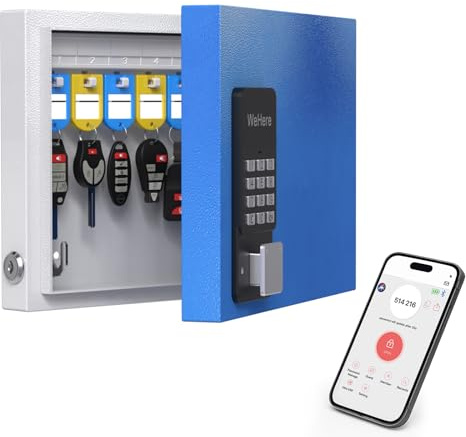 WeHere Smart Key Lock Box (16 chiavi) con APP, utilizzare una sola volta password/Bluetooth/sblocco password fissa, condivisione autorizzazione password, per scuola/agenti immobiliari/ufficio,