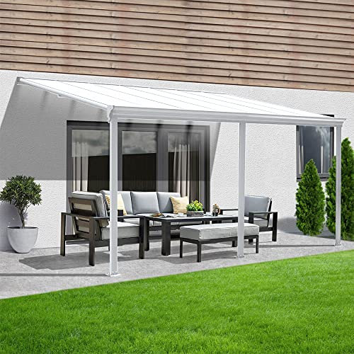 Home Deluxe - Terrassenüberdachung Solis - Weiß - B/T/H: 495 x 303 x 226/278 cm - inkl. Hohlkammerplatten, Montagematererial I Carport Pavillion Pergola