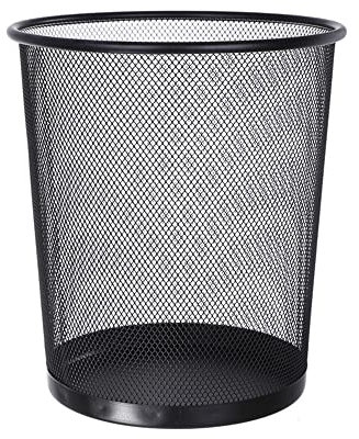 Jonzzy Papeleras Oficina Negra Metálica - 28 X 26,5 X 22 cm - Papelera Escritorio Para Oficina O Casa De Rejilla De Metal, Papelera Negra Para Mesa De Trabajo - 13 L De Capacidad (1)