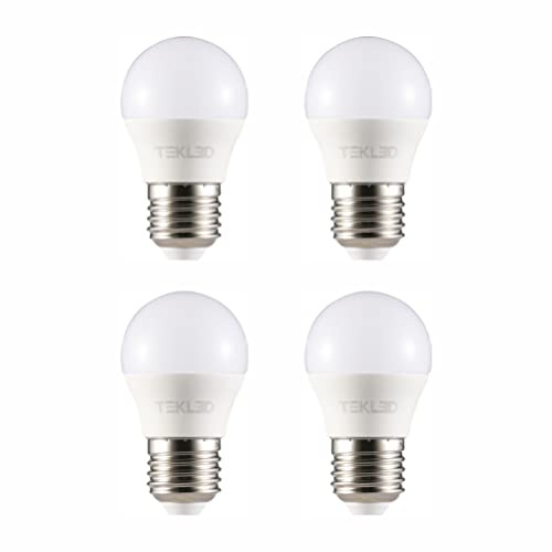 TEKLED® G45 Golf Ball DIMMABLE LED Bulbs | E27 Edison Screw | Energy Saving 5W Light Bulb 40W Incandescent Bulb Equivalent | 2700K 400LM | 4-Pack | Warm White