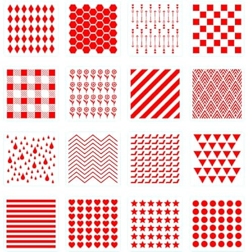 CIEMODA 16 Pack Cookie Stencils ,6*6Reusable Plastic Biscuit Cake Stencils with Checkered Star Heart Diamond Flower Circle Shapes,Baking Craft Drawing DIY Art Decor Royal Icing Cookies Sugar Cookie