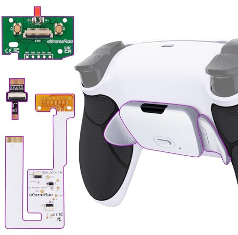 eXtremeRate Programmierbares Rise Remap Kit für ps5 Controller BDM-030/040/050, Remap Platine & Gummiert Griff Rücken Gehäuse/Case & Rise Rücktasten Paddles für ps5-Weiß Schwarz