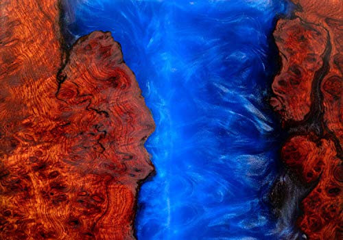 wandmotiv24 Fototapete Holzbrett Holz Harz, 200 x 140cm - selbstklebende Strukturtapete, Wanddeko, Wandbild, Wandtapete, Epoxidharz Brett blau rot M6678