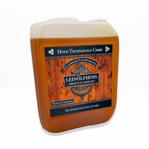 Leinölfirnis 5 Liter Leinöl Firnis Holzschutz Holzpflege dreifach gekocht und harzfrei Lebensmittelecht zertifiziert