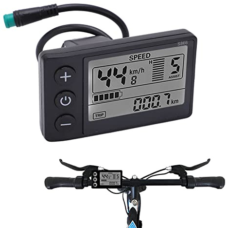 Acouto Compteurs de Vitesse, Vélo électrique S866 Affichage LCD Compteur 24V 36V 48V Panneau de Commande avec Prise étanche