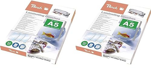 Peach Laminierfolien A5-80 mic - 100 pouches - glänzend - Premiumqualität für beste Laminierergebnisse - kompatibel mit Geräten aller Markenhersteller - PP580-03 (Packung mit 2)
