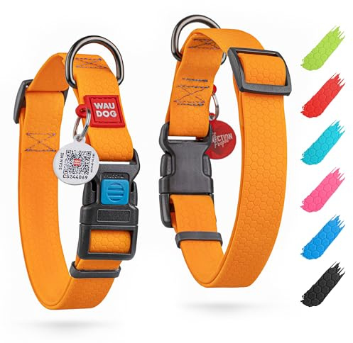 WAUDOG Halsband Hund Wasserfest Verstellbares Hundehalsband Große Hunde Hundehalsband Kleine Hunde Halsbänder & Welpen Halsband mit Kunststoffverschluss
