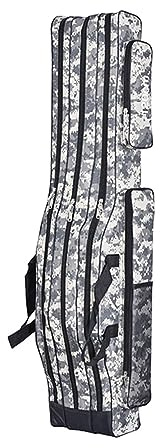 SEIWEI Sac de pêche portable pour canne à pêche, étui pour accessoires de pêche, camouflage, 120 cm, sac pour matériel de pêche et appâts [Gris]
