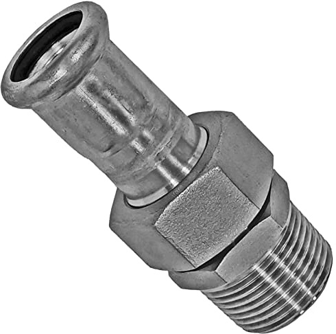 MegaHaustechnik Übergang Verschraubung 28 x 1“AG Pressfitting aus Edelstahl V4A für Rohr-Außendurchmesser 28mm zum Verpressen M-Kontur, mit 1 Zoll Außengewinde, Trinkwasser geeignet, VA INOX