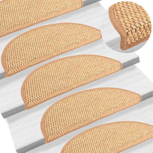 LAPOOH Treppenmatten Selbstklebend Sisal-Optik 15 STK Stufenmatten, Treppenteppich, Antirutschmatten Für Treppen, 56x20 cm Orange