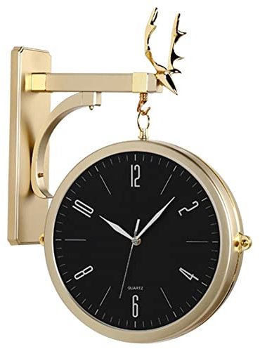 LUOYAOB Retro Bahnhofsuhr Doppelseitige Wanduhr, doppelseitige Wanduhr im europäischen Stil, Vintage doppelseitige Eckuhr, Antique-Look-Hänge-Dekor for Wohnzimmer Schlafzimmerstudium