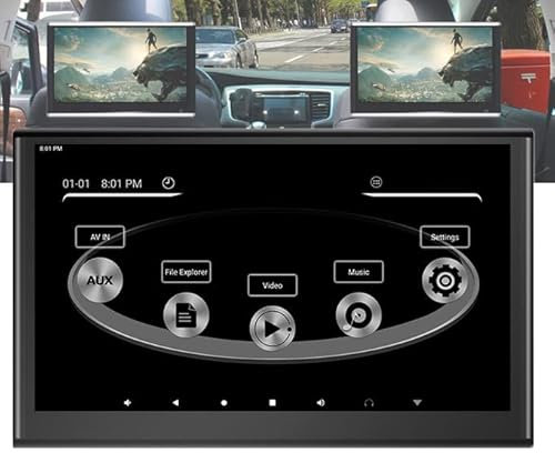 11.6 Portable DVD Player for Car, Android Car Headrest Video Players, Touch Screen Tv Headrest with Range Lights, Support 1080p/usb/sd/fm/wifi, 1pcs/2pcs,1PCS-Black