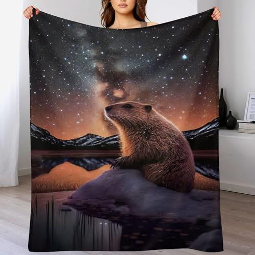 Beaver Blanket Super Soft Comfortable Warm Anti-Pilling Blanket Suitable For All Seasons Bed Linen Sofa And Plush Decoration Travel Camping Blanket（130×150cm）