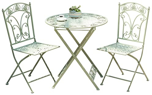 CAFIEDR Klappbarer Tisch und Stuhl aus Schmiedeeisen, Farbe: Tisch und Stuhl, Kombination aus Eisen, Balkon, kreativ, lässig, Teeladen, Bistrotisch-Set