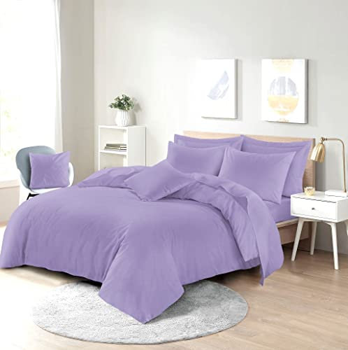 PARADISE STAR Duvet Cover Bedding Set with Matching Pillowcases – Easy Care Poly Cotton Quilt Cover Set, Soft Breathable Reversible Bed Linen for Bed (Lilac King)