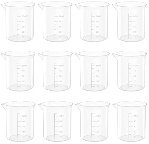 Lot de 12 gobelets à mesurer transparents de 500 ml en plastique, pour expériences scientifiques, mesure des liquides, 500 ml