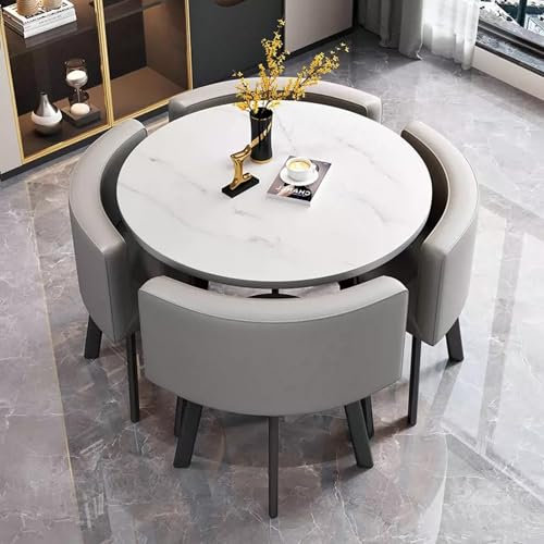 Kleiner Konferenztisch für PU-Stühle Set - Büro Empfangsraum Clubtisch für Wohnzimmer, Kaffeeküche Esstisch Set für Lounge - Verhandlungstisch und Stuhl Set