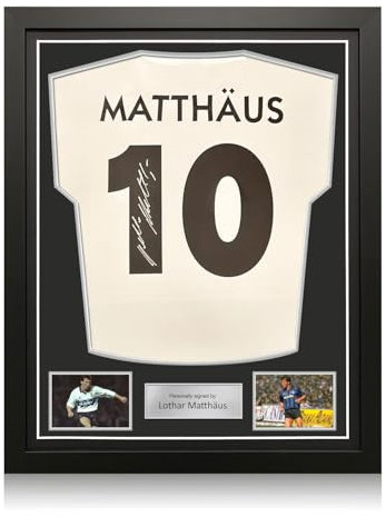 Exclusive Memorabilia Von Lothar Matthäus signiertes Inter Mailand-Auswärtstrikot. Hochwertiger Rahmen
