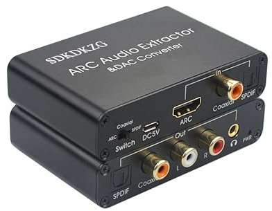 SDKDZKG Transduttore DAC HDMI ARC, estrattore audio HDMI/SPDIF ottico Toslink a RCA 3,5 mm Jack L/R, adapter audio per amplificatore HDTV