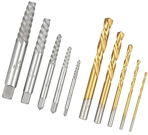 ACAGALA 10pcs Left Hand Drill Bit Broken Bolt Damaged Screw Extractor Set with Metal Case
