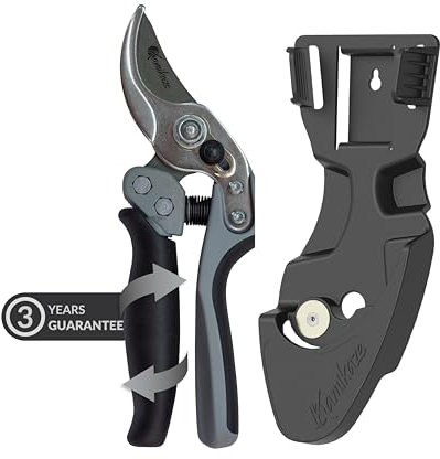 Tijera de Poda Profesionales con Mango Rotativo Ergonomico, ligeras, Hoja de Bypass Forjada en Acero SK5, Tijera Jardinería para Poda Precisa de Ramas, Arbustos y Plantas de Jardín Exterior y Huertos