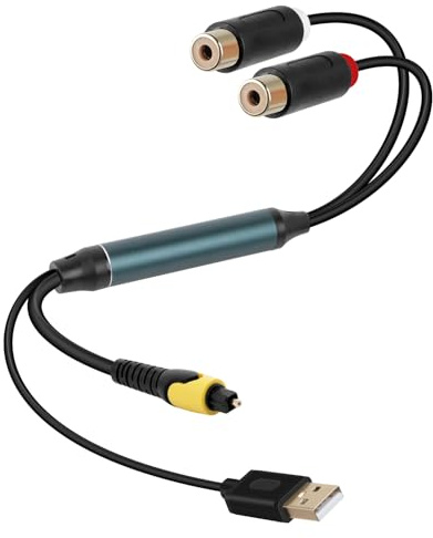 YANBORONSN Cable de fibra óptica digital a RCA hembra con cable de alimentación USB para TV, decodificador, DVD, Blu-ray y otros dispositivos