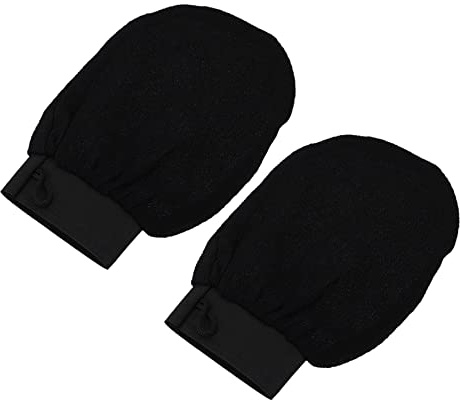 Vaguelly Guantes Exfoliantes Negros Generan Espuma Abundante para Baño y Ducha de Viscosa Fáciles de Limpiar Ideales para Lavar el Cuerpo y Uso Familiar