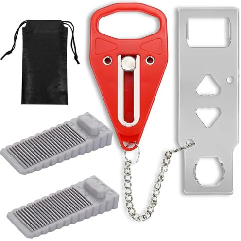 YouthLoxus 3Pcs Portable Door Lock Set, Hotel Door Lock Travel Safety with 2 Door Stoppers, Enhanced Security for Home, Hotel and Travel Use (with Storage Bag)