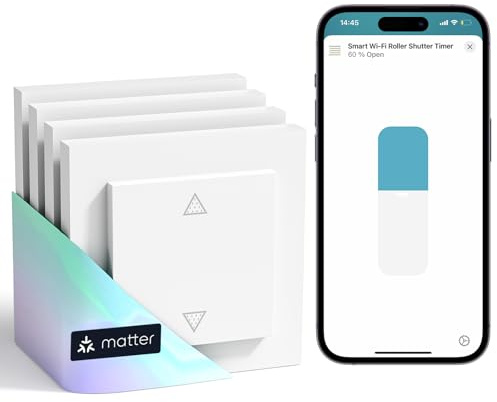 Meross Matter Smart Rolladenschalter WLAN 55x55mm, Smart Home Rolladensteuerung | Jalousieschalter, kompatibel mit Apple HomeKit, Alexa und Google Home(NEUTRALKABEL ERFORDERLICH)