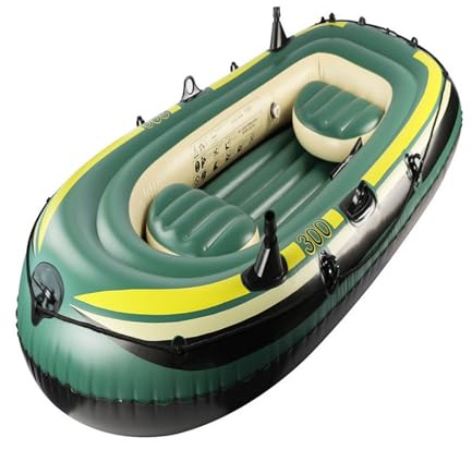 Aufblasbares Floßboot – Schlauchboot für drei Personen, leicht, schwimmend, Tender | Viele Kammer-Outdoor-Expeditionen, Schiff, Angeln, starkes stabiles Wasserfahrzeug-Design, Ruderhalter für