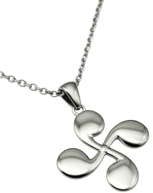 EKONAT JOYERIA PERSONALIZADA Colgante de Acero Inoxidable con Lauburu– cadena de acero de 55 cm, Joya Tradicional Vasca Unisex, Elegante y Resistente, Accesorio Cultural para Hombre y Mujer