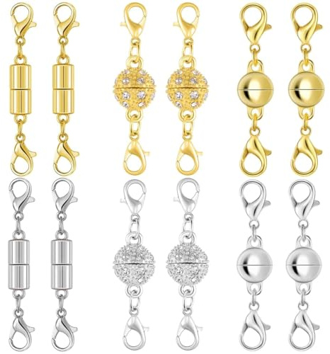 12 Unidades de Cierre Magnético de Cadena, Cierre de Mosquetón Doble, Broche de Langosta para Collares y Pulseras