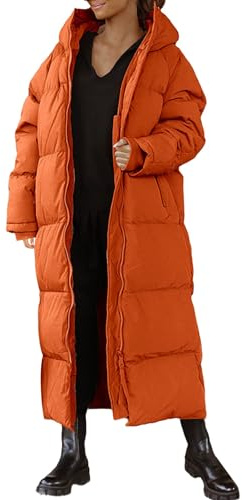 Manteau en duvet pour femme - Long manteau d'hiver matelassé chaud - Manteau d'hiver coupe-vent avec capuche - Veste d'hiver à manches longues - Parka d'hiver épaisse - Parka d'hiver - Manteau