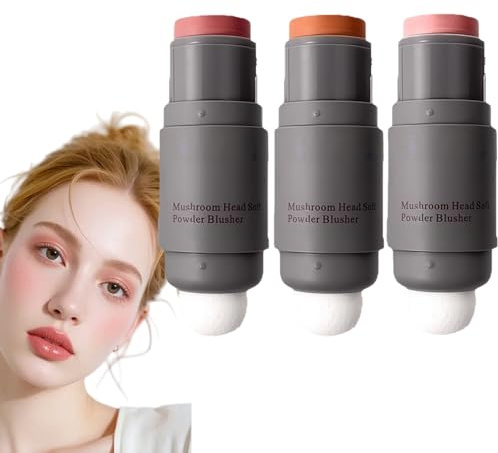 3Colors Blush Stick,Multi-Use Cream Blush,Waterproofing Makeup S/tick,Moisturizing Makeup Cream Set,Buildable Blush Stick for Cheeks,C/ream Blush for Mature Skin,Cool Toned B/lush