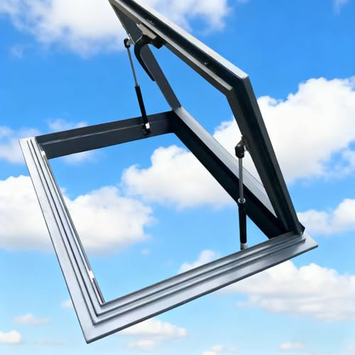 Ventana de Techo para El Hogar,Claraboya de Techo con Doble acristalamiento,Resistente a la Lluvia Claraboya Techo,para azoteas, áticos, sótanos,Gris,80×80cm