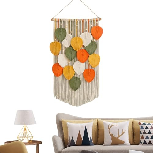 Foglie Da Parete In Macramè – Arazzo Boho Con Foglie Decorative, Decorazione Murale In Macramè Per Cameretta Bambini, Camera Da, Soggiorno, Corridoio, Studio E Casa In Stile Naturale