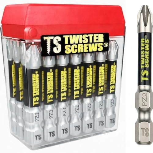 PZ2 Impact Screwdriver Bits 50mm Magnetised S2 Steel Twister 20 Pack | S2 steel, Non-slip tip, Pozi PZ2, Impact rated, 50mm length, Magnetised, 20 pieces, Storage box