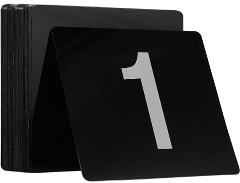 Alipis Segnaposti da Tavolo Numerici Bifacciali in Pvc Nero con Cifre Chiare 1-50, Cartellini per Posti a Sedere per Matrimoni, Ristoranti, Bar e Club, Segnaposto Resistente e Visibile