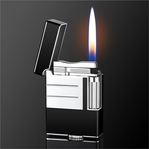 Encendedor de llama suave de butano, aleación de zinc recargable con llama ajustable, ideal para uso al aire libre y camping