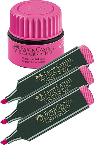 Faber-Castell Textmarker (3 Textmarker + Nachfüller, rosa)