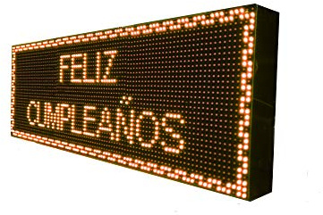 Cartel LED programable con Sensor de Temperatura y Reloj (96x32 Doble Cara, Naranja ámbar) / Letrero programable/Pantalla programable/Pantalla de Texto/Rótulo Luminoso/Reloj electrónico