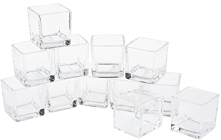 VBS Großhandelspackung 12er-Pack TeelichtgläserCube 5,5x6x5,5cm klar Glas Würfel eckig Vasen Dippschalen Votives